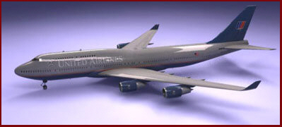 United Airlines 747 400 3D Model